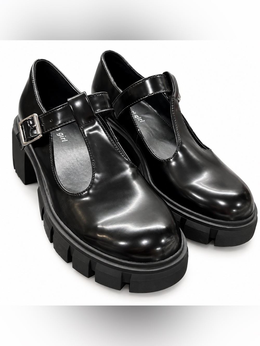 HADDIE Black Chunky Platform Mary Jane Shoes Size 10M - schoolgirl grunge indie